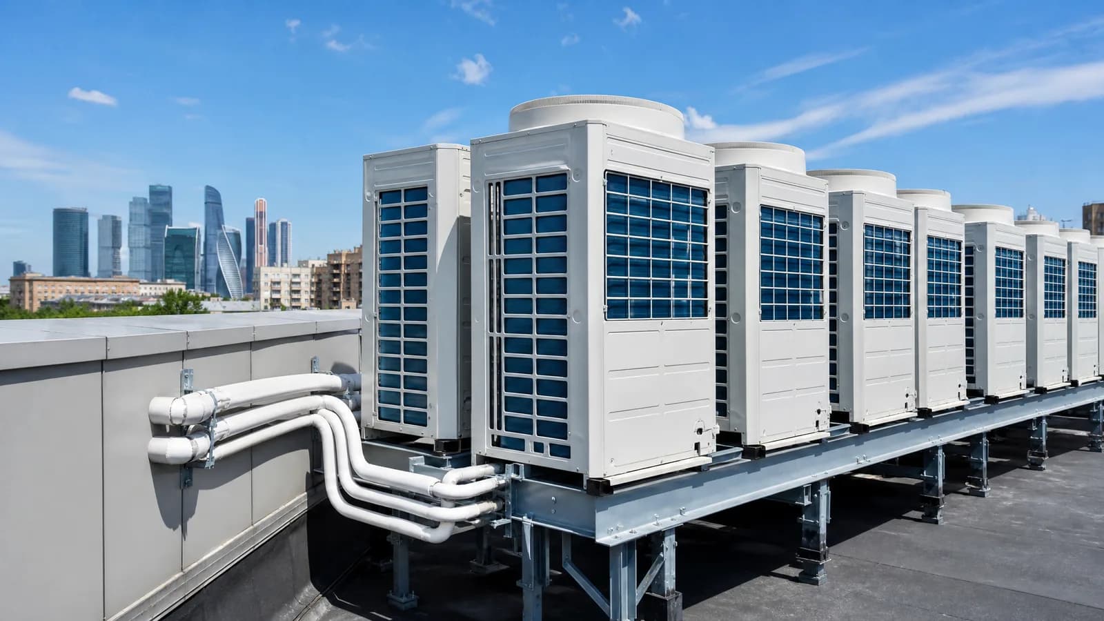 VRF-система кондиционирования в офисном здании в Томске, наружные блоки на кровле