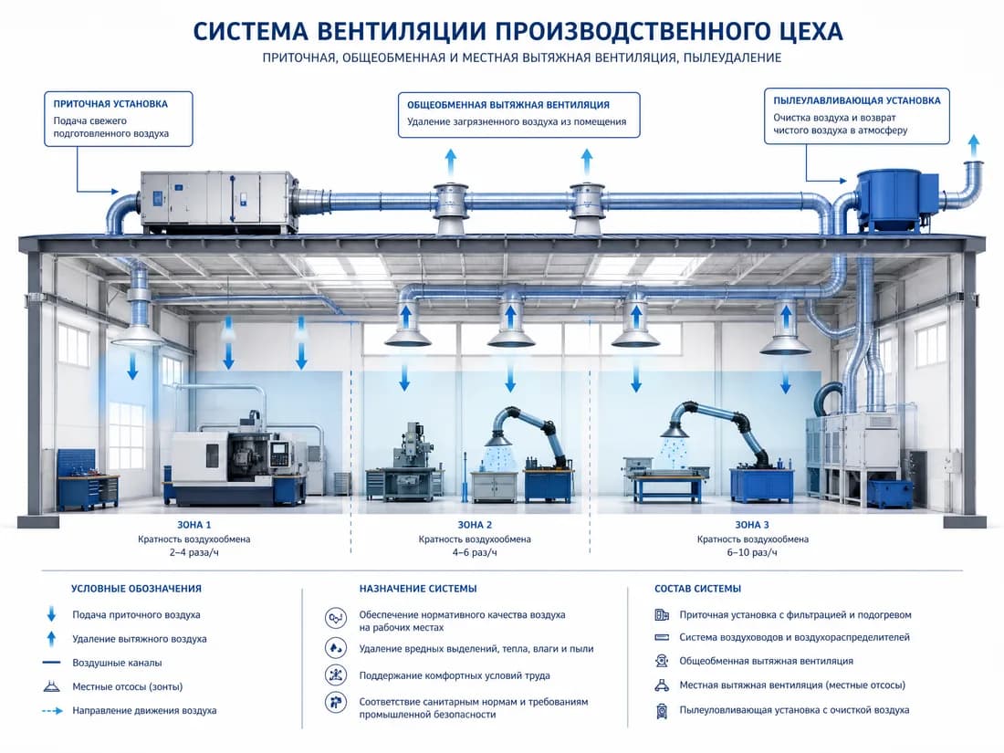 Местная вытяжная вентиляция и аспирация у производственного оборудования